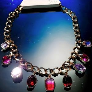 Mixed Stone Charm w/ Ombre Effect Collar Necklace